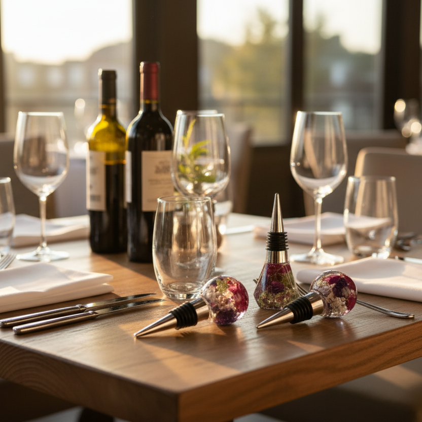 RESIN WINE TOPPER SET