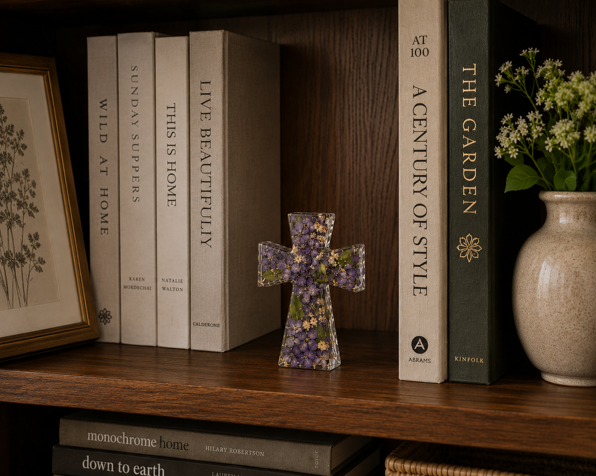 Resin Flower Cross Paperweights (4 PK)
