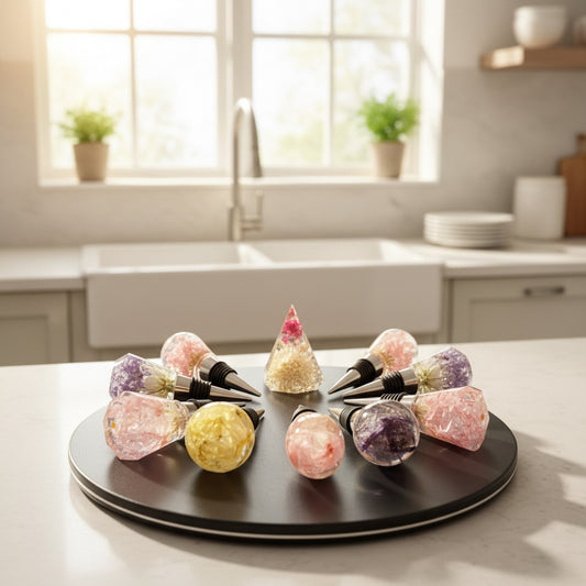 RESIN WINE TOPPER SET