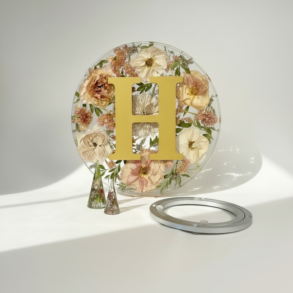 Resin Flower Preservation Lazy Susan 18" - Wedding Bouquet Keepsake