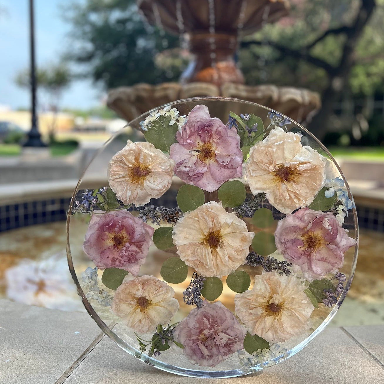 Resin Flower Preservation Lazy Susan 18" - Wedding Bouquet Keepsake