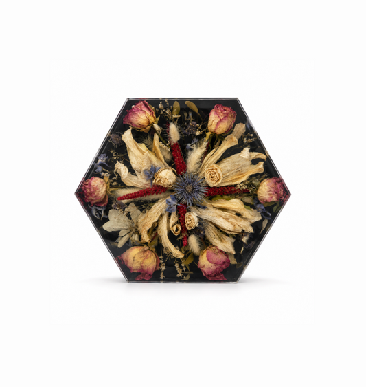 Resin Flower Preservation Hexagon Block 11" - Wedding Bouquet Keepsake