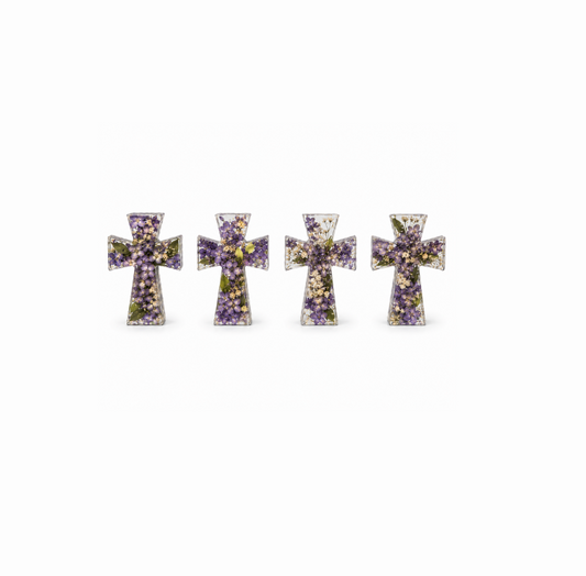 Resin Flower Cross Paperweights (4 PK)