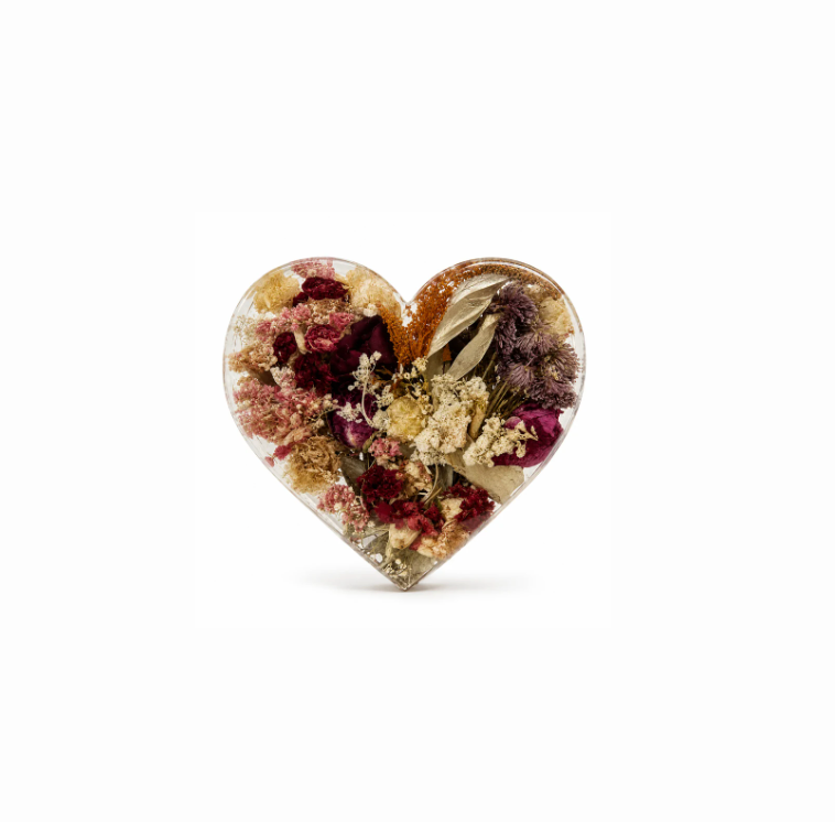 Resin Flower Preservation Heart Block 9"