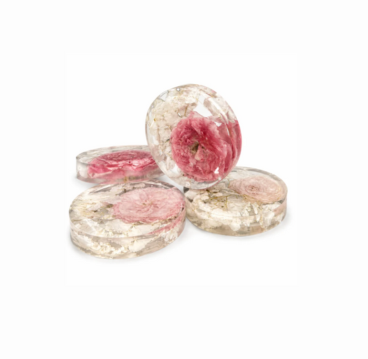 Resin Flower Preservation Coaster Set