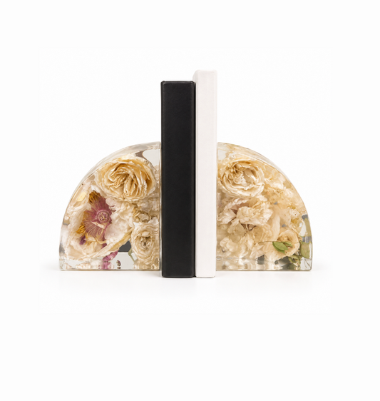 Resin Flower Preservation Bookend Set